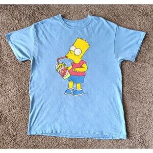 Bart Simpson T-Shirt Men's Large Blue Short Sleeve